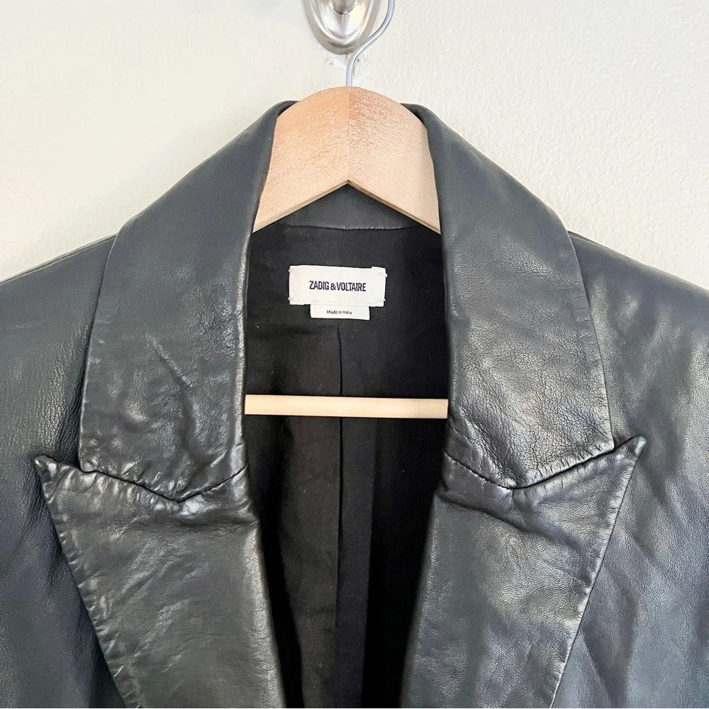 ZADIG & VOLTAIRE Monarque Lamb Leather Coat in Black